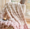 Home Rabbit Faux Fur Soft Throw Blanket for Couch Ultra Soft Fuzzy Plush Bubble Throw for Sofa Living Room & Home Decor