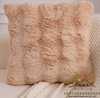 Double-sided rabbit fur luxury leather-textured throw pillow with filling, square sofa pillow