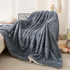Solid Color Jacquard Flannel Fleece Throw Blanket Cozy Soft Blanket for Couch, Bed, Office Home Textile Machine Washable Decor 