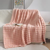 Hot Selling Polyester Modern Soft Hotel Bedding Sofa Home Decor Solid Color Bubble Flannel Throw Blanket for Gift