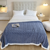 Winter Blankets Jacquard Weave Flannel Sherpa Soft Warm Polyester Blaneket Jacquard Sherpa Blanket – Solid Color Double Layer Plush Blanket