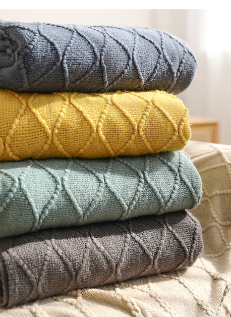 Knit Throw Blanket for Couch And Bed, Soft Living Room Home Decor Knitted Blanket with Tassel Outdoor Lightweight Blankets 