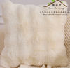 Double-sided rabbit fur luxury leather-textured throw pillow with filling, square sofa pillow
