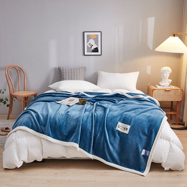 High Density Cozy Flannel Air Conditioning Blanket Polyester Lightweight Throw Blanket Bed Sofa Couch Travel 