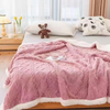 Custom Soft Luxury Sherpa Throw Fleece Blanket Jacquard Knitted Winter Sofa Cover Woven Pattern Lightweight Decorative Use
