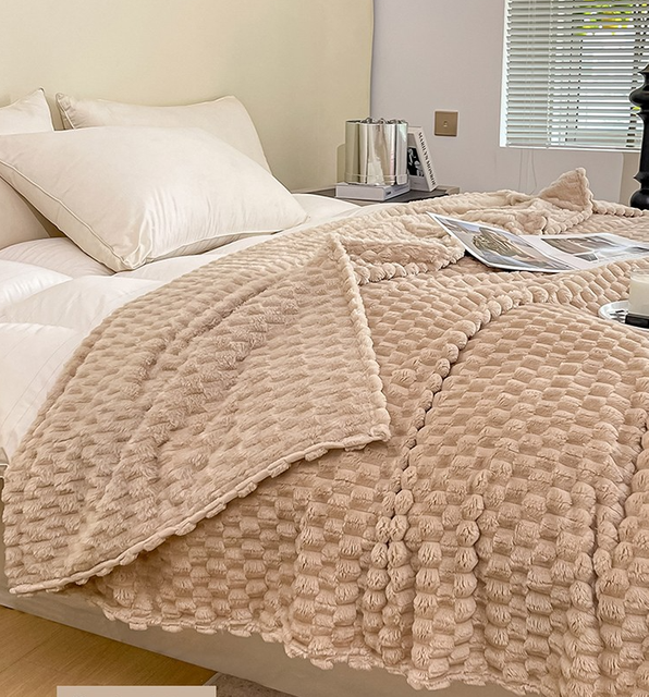 Checked Soft Warm Fleece Blanket for Sofa And Bed Thickend Fuzzy Throw Blanket Car Travel Camping Twin/King Size Bedding Cover 