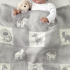 Cozy Soft Warm Knitted Baby Blanket for Girls Boys, Newborn Essentials for Infant, Baby Shower Receiving Gift - Animal Grey
