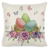Happy Easter Throw Pillow Cover 18" X 18" Linen Cushion Covers Rabbit Easter Eggs Spring Greetings Happy Easter Pillowcase for Living Room Decoration 