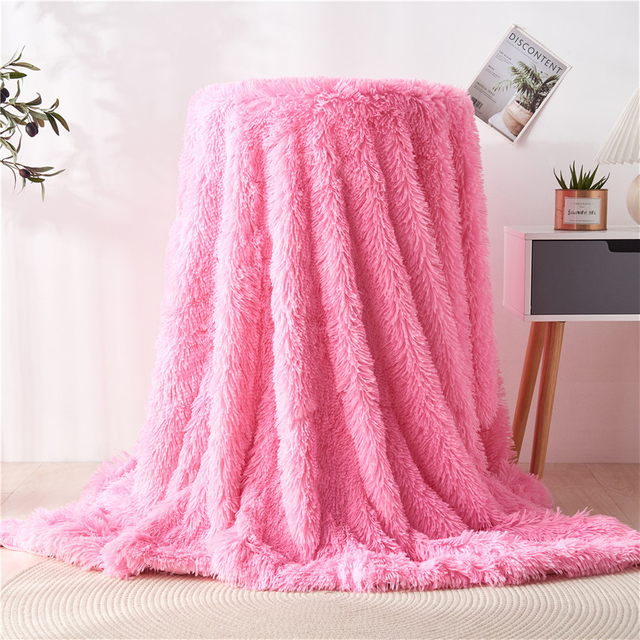 Faux Fur Fluffy Shaggy Blanket Long Plush Flannel Fleece Blanket for Kids Bed Blanket for Couch Sofa Travel Camping Outdoor Indoor King Size 