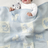 Cozy Soft Warm Knitted Baby Blanket for Girls Boys, Newborn Essentials for Infant, Baby Shower Receiving Gift - Animal Blue