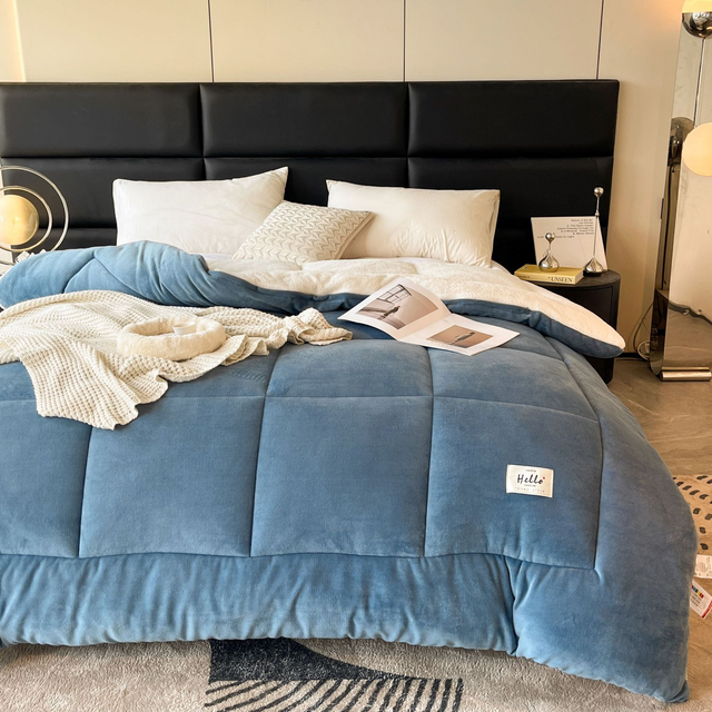 Solid Color Sherpa Comforter Sets King Size for Bed Reversible Thick And Warm Soft Lamb Velvet Quilt for Winter,Soft Fuzzy Plush Bedding Comforters 