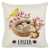 Easter Rabbit Throw Pillow Covers Happy Easter Cotton Linen 18" X 18" Easter Eggs Bunny  Spring Flowers Home Decor 