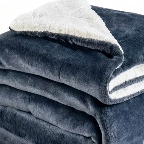 Custom Logo Wholesale Reversible Polyester Plush Embroidery Adult Other Sherpa Flannel Fleece Bed Throw Blanket