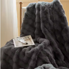 Home Rabbit Faux Fur Soft Throw Blanket for Couch Ultra Soft Fuzzy Plush Bubble Throw for Sofa Living Room & Home Decor