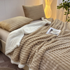 Super Soft Fleece Striped Throw Blanket Fuzzy Plush Flannel Throw, Warm Cozy Ribbed Microfiber Blanket for Sofa Couch Bed Home Decor for All Season