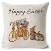 Easter Rabbit Throw Pillow Covers Happy Easter Cotton Linen 18" X 18" Easter Eggs Bunny  Spring Flowers Home Decor 