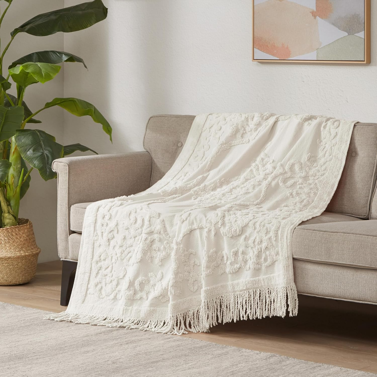Tufted Chenille Design With Fringe Tassel Luxury Elegant Chic ...