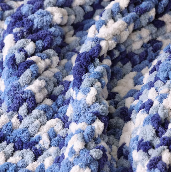 Hot Selling Custom Home Decorate Super Soft Space Dye Color Napping Sofa Couch Soft Chenille Throw Chunky Knitted Blanket