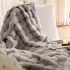 Home Rabbit Faux Fur Soft Throw Blanket for Couch Ultra Soft Fuzzy Plush Bubble Throw for Sofa Living Room & Home Decor