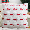 Merry Christmas Pillow Covers 18x18 inch Plush Faux Fur Jacquard Throw Pillows for Bedroom Sofa Holiday Festivals Winter Home Decor