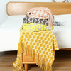 100% Polyester Sofa Bed Blanket Warm Lightweight Casual Knitted Cover Solid Vintage Striped Pattern Woven Blanket Solid Color Knitted Sofa Throw Blanket with Tassels