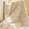 Home Rabbit Faux Fur Soft Throw Blanket for Couch Ultra Soft Fuzzy Plush Bubble Throw for Sofa Living Room & Home Decor