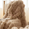 Home Rabbit Faux Fur Soft Throw Blanket for Couch Ultra Soft Fuzzy Plush Bubble Throw for Sofa Living Room & Home Decor