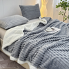 Super Soft Fleece Striped Throw Blanket Fuzzy Plush Flannel Throw, Warm Cozy Ribbed Microfiber Blanket for Sofa Couch Bed Home Decor for All Season