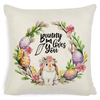 Easter Rabbit Throw Pillow Covers Happy Easter Cotton Linen 18" X 18" Easter Eggs Bunny  Spring Flowers Home Decor 