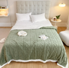 Winter Blankets Jacquard Weave Flannel Sherpa Soft Warm Polyester Blaneket Jacquard Sherpa Blanket – Solid Color Double Layer Plush Blanket