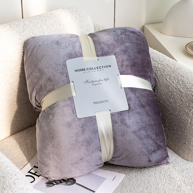 Thicken Flannel Fleece Blanket Solid Color Velvet Blanket Queen Size for Bed Sofa Couch Travel 48x72 Inches 