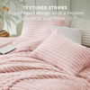 Solid Color Strip Flannel Comforter Set Super Soft Faux Fur Bed Set Warm Plush Fleece Winter Bedding 3 Pieces