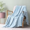 Fleece Throw Blanket for Couch and Bed, 50x70 Inches Soft Cozy Jacquard Flannel Blankets, Lightweight Fuzzy Plush Warm Throws for Women, Light Blue