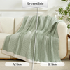 Premium Chenille Throw Blanket, Soft Cozy Luxury Two-Tone Knit Blanket for Couch, Sofa, Chair, Home Decor, Sage Green & Ivory 50"x60"