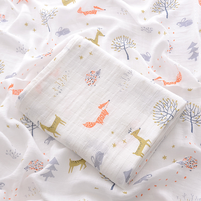 6 Layers Cotton Baby Unisex Super Soft Muslin Bath Towels, 110 X 110 Cm Animal Cozy Blanket Soft Breathable Muslin Baby Swaddles