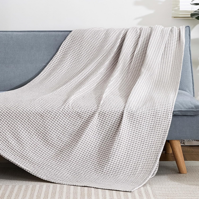 Soft Waffle Weave Blanket Breathable Textured Throw Blanket for Sofa Couch Bed Lightweight All Season Blanket