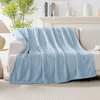 Solid Jacquard Shu Velveteen Blanket-Blue Throw Blanket - Soft & Fluffy Fleece, Cute & Aesthetic, Perfect for Sofa, Couch, Chair, Bed, Living Room & Bedroom, All-Season Use, Plush & Cozy Decorative Bl
