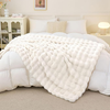 Faux Rabbit Fur Throw Blanket for Couch, Fluffy Warm Plush Thick Bubble Blanket for Bed Sofa Living Room, Soft Cozy Furry Blanket Home Decor
