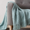 Aqua Throw Blanket 50x60 Inches Throw Textured Solid Soft Sofa Couch Decorative Knit Blanket