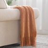 Almond Throw Blanket 50x60 Inches Throw Textured Solid Soft Sofa Couch Decorative Knit Blanket