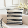 Modern Fashion Cushion Cover Chenille Textured Throw Pillow Case for Women Girls Home Decoration Stripe Fringed Couch Pillows 18x18” 