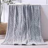 Embossed Flannel Fleece Throw Blanket Botanical Leaf Pattern Soft Plush Textured Cozy Decorative Sofa Blanket-Gray