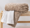 Jacquard Taffeta Fleece Sherpa Fleece Throw Blanket for Couch, Super Soft Cozy Fuzzy Plush Blankets for Winter, Reversible Thick Warm Blanket for Bed, Sofa,