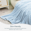 Fleece Throw Blanket for Couch and Bed, 50x70 Inches Soft Cozy Jacquard Flannel Blankets, Lightweight Fuzzy Plush Warm Throws for Women, Light Blue
