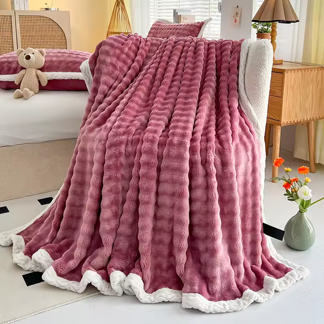 Bubble Flannel Fleece Bed Blanket Leisure Four Seasons Sofa Cover Blanket Double Sided Fleece Flannel Blanket