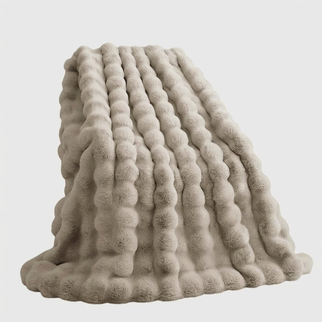 Faux Fur Throw Blanket Luxury Soft Fluffy Rabbit Fur Blankets Twin for Couch Bed Sofa - Cozy Plush Bubble Blankets for Winter: Decorative Blanket