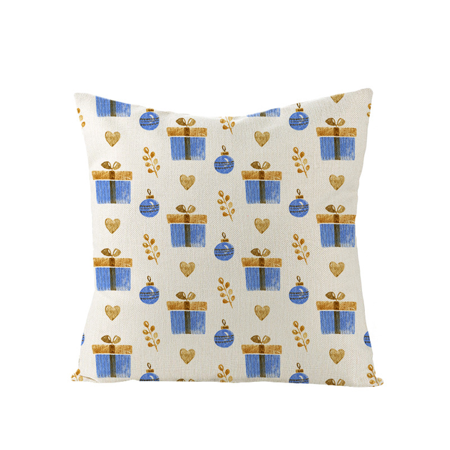 Pine Trees Reindeer Christmas Cushion Covers 45x45 Cm Christmas Pillowcases Linen Polyester Sofa Cushions for Holiday Decorations Winter Home Couch 