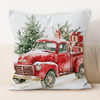18x18 in Christmas Trees Throw Pillow Covers Decorative Cushions Red Truck Snowy Pillow Cases Soft Square Case Home Decor for Farmhouse Bed Room Sofa Living Room Travel Outdoor 