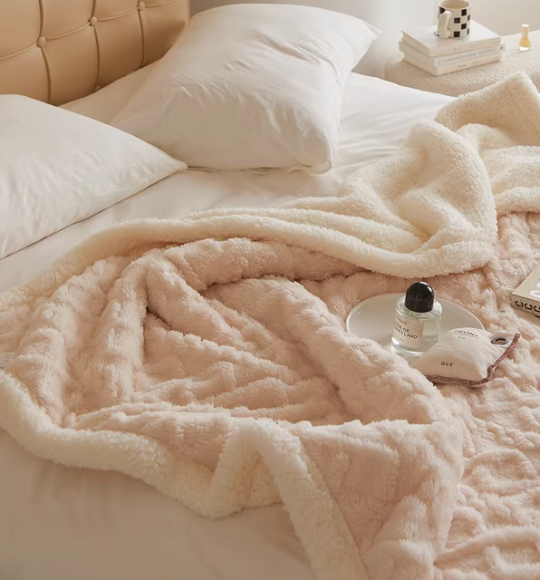 3D Jacquard Fuzzy Sherpa Fleece Blanket Lightweight Cozy Blanket for Couch Sofa Bed Chair Office 80"x90" Cozy Fleece Bedding Blanket Thick Bedspread Blankets Bed Cover Warm Blankets for All Seasons 