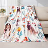 Dog Floral Flower Throw Blanket Gift for Dog Lover Blanket Dogs Themed Flannel Fleece Cozy Fuzzy Plush Throw Blankets for Home